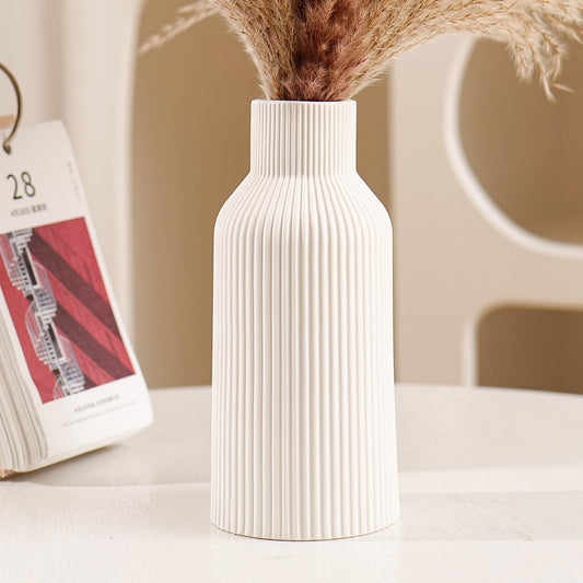 Vase rond en céramique blanc mat 20 cm